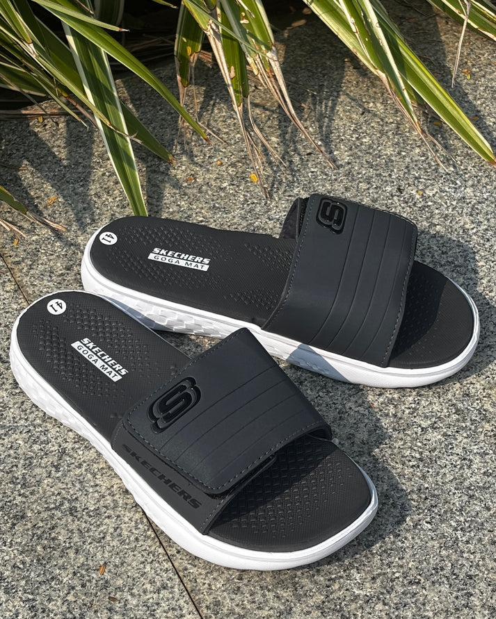 SKECHERS ADJUSTABLE STRAP SLIDES – The Shoe Station