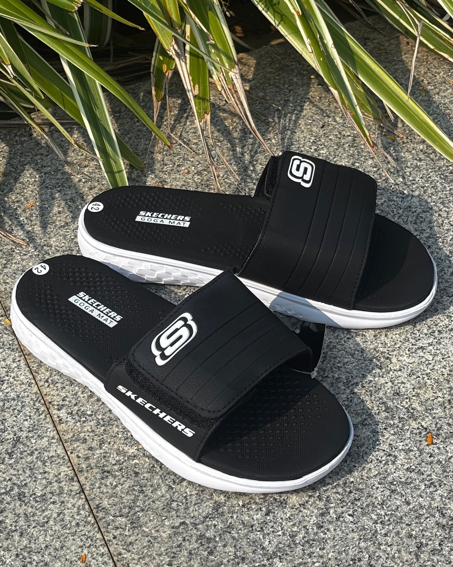 SKECHERS ADJUSTABLE STRAP SLIDES
