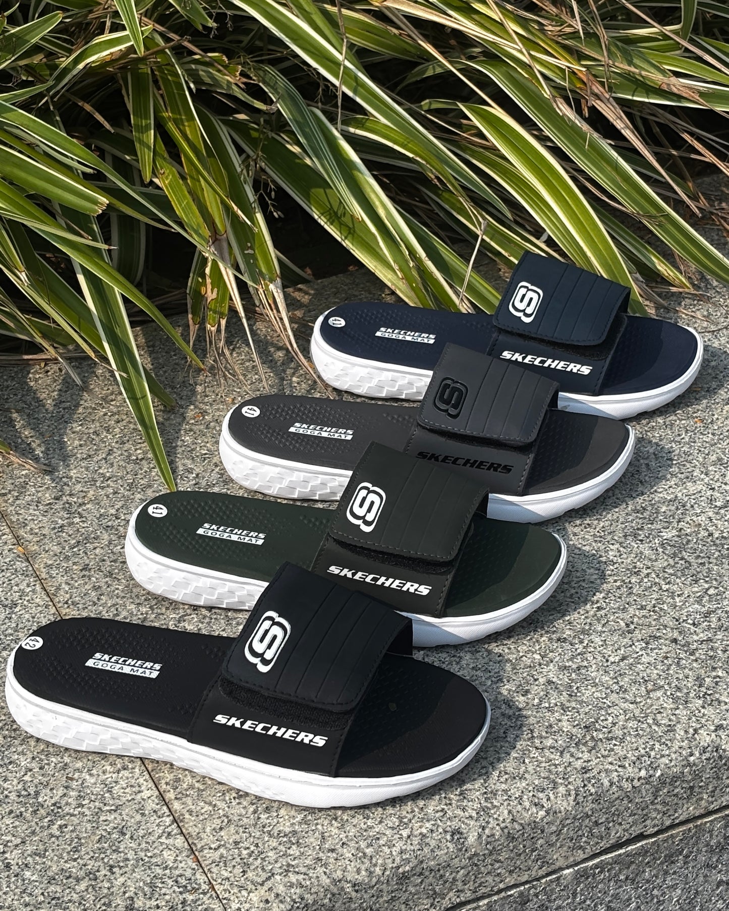 SKECHERS ADJUSTABLE STRAP SLIDES